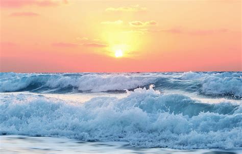 Wallpaper Waves Beach Sea Ocean Seascape Morning Sunrise Dusk