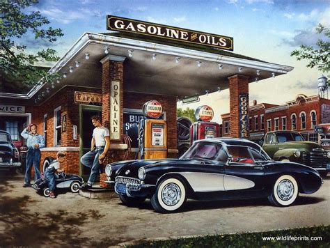 Artist Dan Hatala Unframed Classic Car Corvette Print Full Service