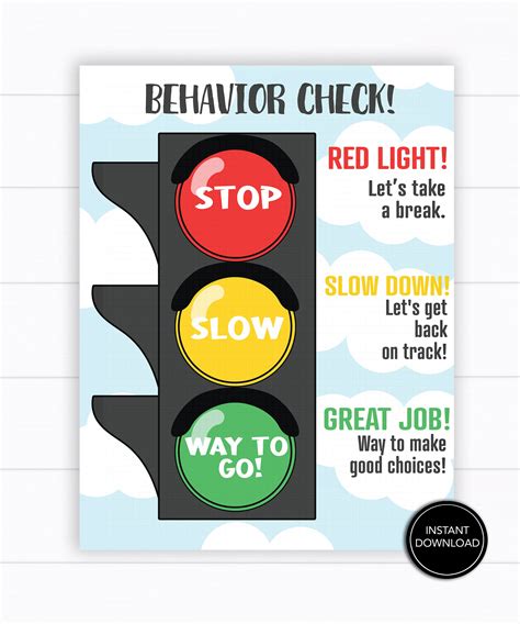Traffic Light Behavior Chart Printable Printable Templates