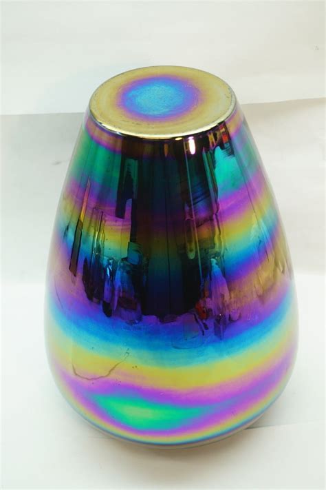 Great savings & free delivery / collection on many items. VINTAGE IMPERIAL GLASS VASE CARNIVAL OIL SLICK MIRRORED ...