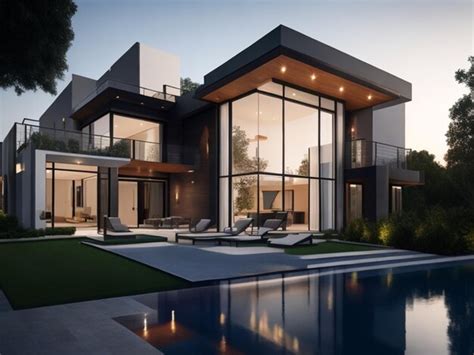 Premium Ai Image Modern Luxury Villa With Pool Photography 8k Hd