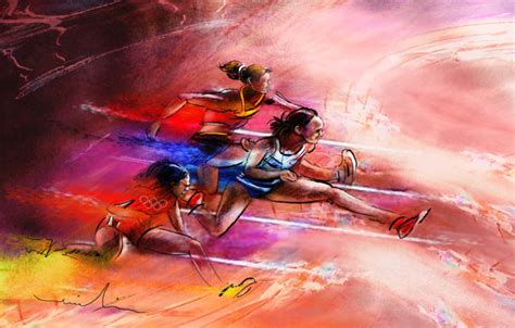 Olympics Heptathlon Hurdles 01 Sport Paintings