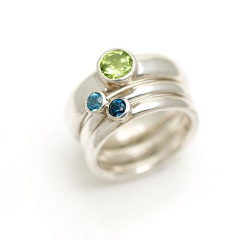 Silver Stacking Rings With Semi Precious Stones By Alice Robson