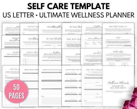 Self Care Template Wellness Planner Mental Health Journal Etsy New