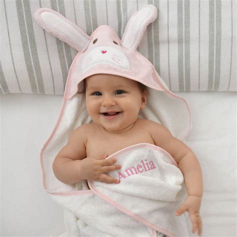 Personalised Pink Bunny Hooded Baby Towel By A Type Of Design