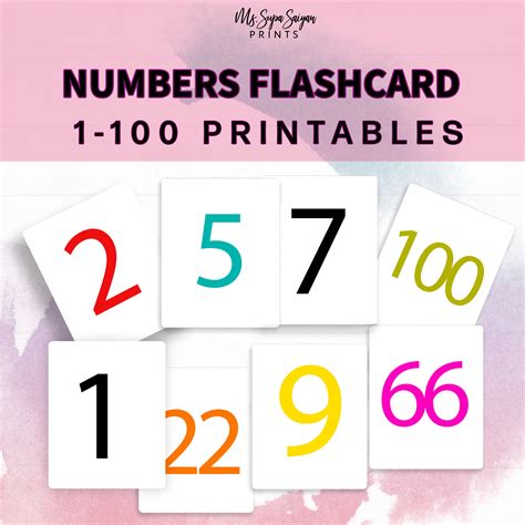 Numbers 1 100 Flashcards Printable Flashcards Toddler Flash Etsy Hong