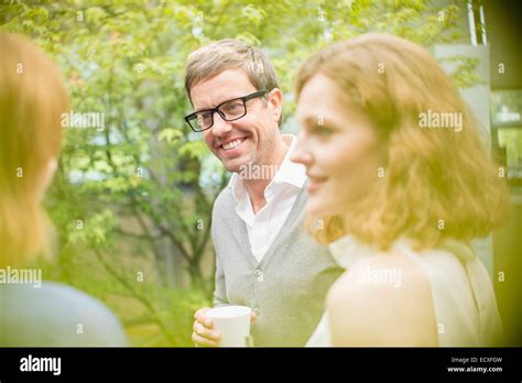 Business People Talking Outdoors Stock Photo Alamy