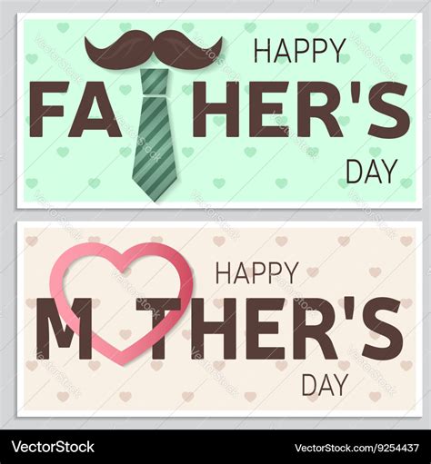 Happy Fathers Day Greeting Card And Happy Mothers Vector Image