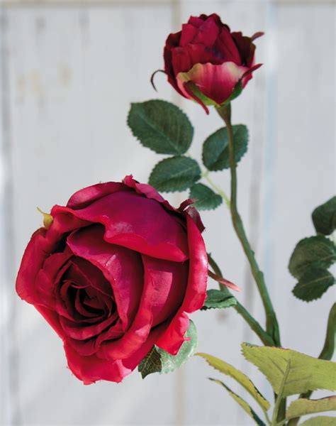 Künstliche Rose 1 Blüten 2 Knospen 49 Cm Rot