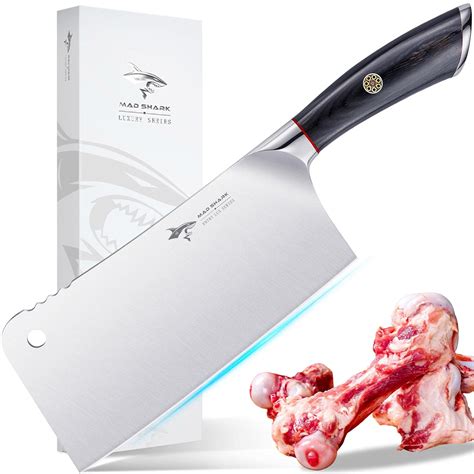 buy meat cleaver professional 7 5 inch chopping butcher with heavy duty blade german grade