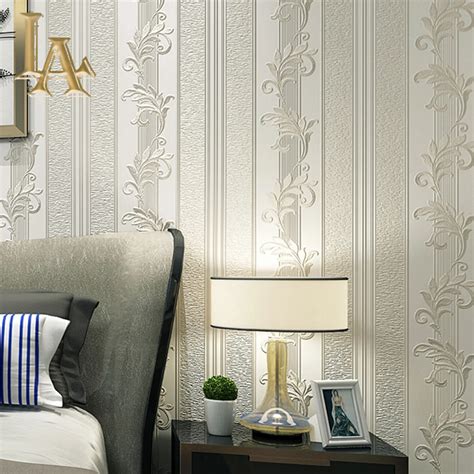 European Style 3d Wallpaper Embossed Vertical Stripes Wallpapers For