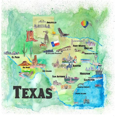 Texas Map Decor Vintage Map Print State Map Art Travel Etsy