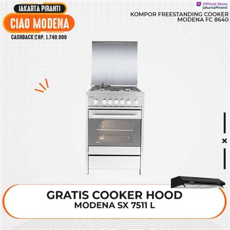 Promo Kompor Gas Oven Freestanding Cooker Modena FC 8640 Diskon 1 Di