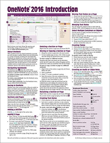 Onenote 2016 Introduction Quick Reference Guide Windows Version