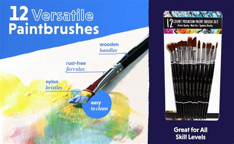 Crafts 4 All Acrylic Paint Brushes Professional Nylon Watercolor