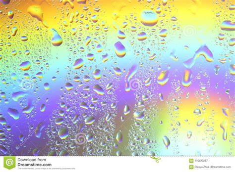 Rainbow Background Water Drops On The Glass And Color