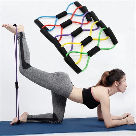 figure 8 exercise band rubber gym strength trainer resistance band pull rope tension fitness