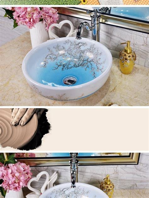 Luxury Round Bathroom Ceramic Sink Wash Basin Counter Top Wash Basin