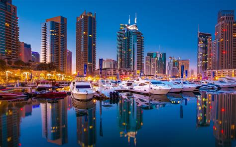Download Wallpapers Dubai Dock Cityscapes Bay Yachts Uae United