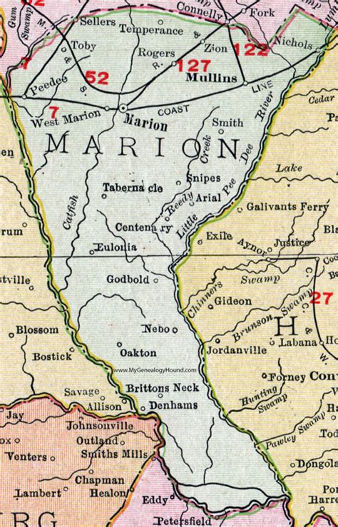 Marion County South Carolina 1911 Map Rand Mcnally City Of Marion
