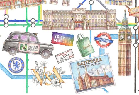 Illustrated London Underground Map Art Print Watercolour Etsy