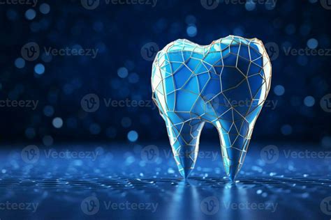 Dental care reimagined, Abstract low poly concept with vibrant blue AI