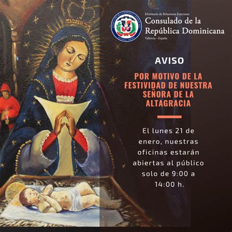 Horario Del Consulado Por La Festividad De La Virgen De La Altagracia