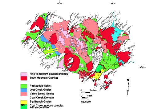 Geologic Map Of The Llano Uplift Central Texas Showing Precambrian