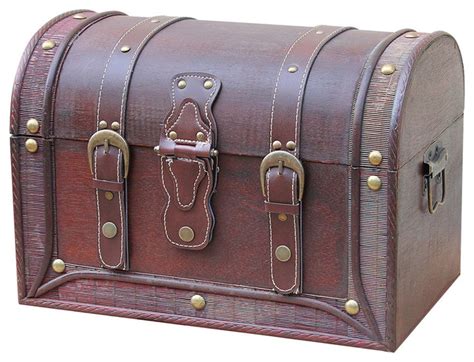 Antique Style Leather Trunk Traditional Decorative Suitcases