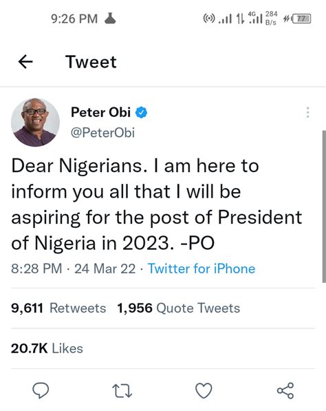 Peter Obi Wants To Be President Of Nigeria 2023 Rnigeria