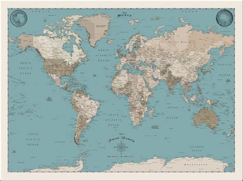 Big World Map A Huge Map Of The World Up To 6xft X 10ft Map Etsy