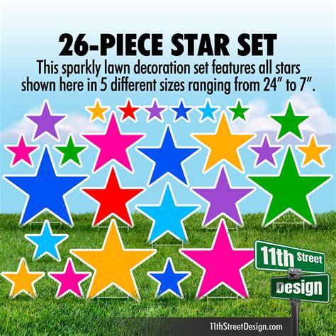 11th Street Design Yard Card Set Stars Set Multi Color