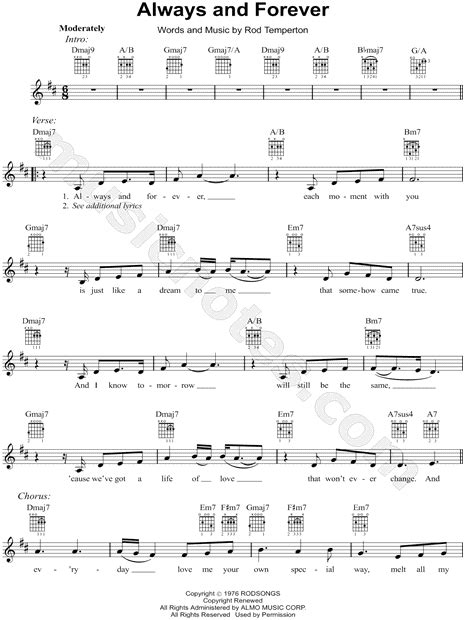 Heatwave Always And Forever Sheet Music In D Major Transposable Download And Print Sku