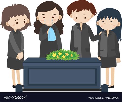 Sad People Crying At Funeral Royalty Free Vector Image