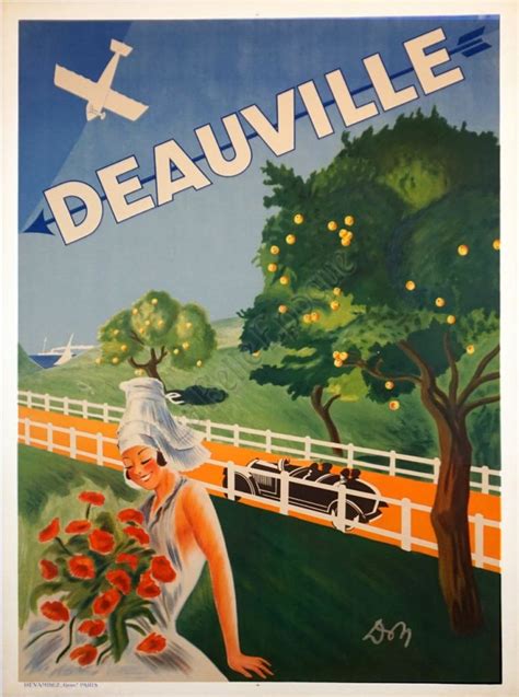 French Art Deco Cabriolet Advertising Poster For Deauville By Jean Don 1920s Travel Posters