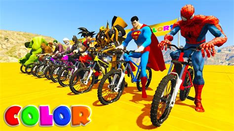 Learn Color Mountain Bike W Superheroes Cartoon For Kids