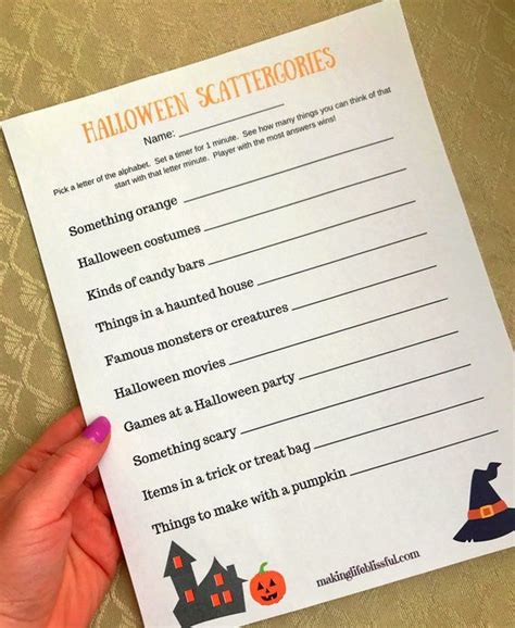 Halloween Scattergories Game Printable Etsy Etsy Printables