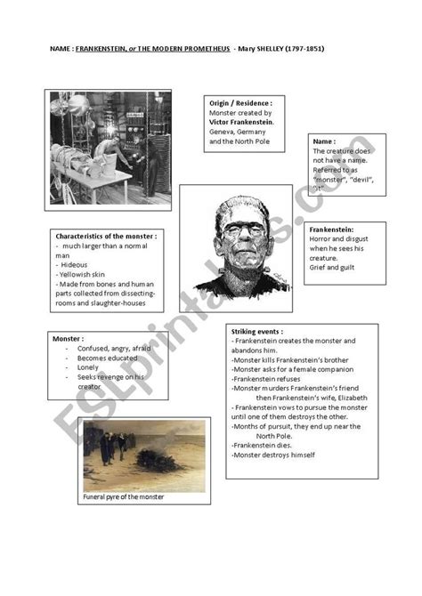 Frankenstein Esl Worksheet By Mmeyer Reading Worksheets Worksheets