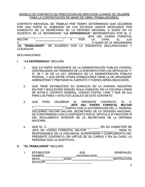 Modelo De Contrato De Prestacion De Servicios