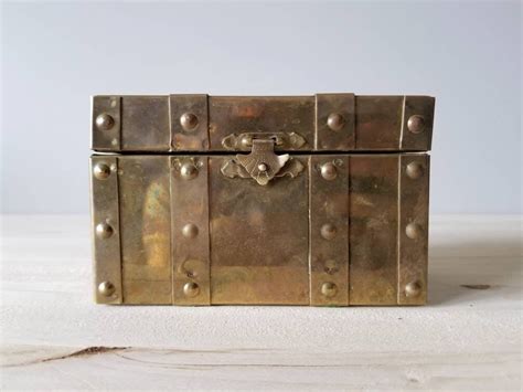 Vintage Brass Trunk Style Trinket Box Small Brass Trunk Home Organization Jewelry Box