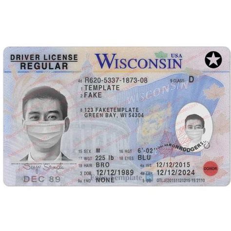 Wisconsin Drivers License Template 2023