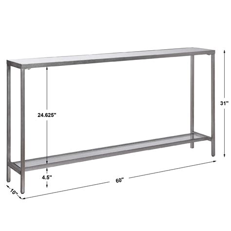 Item details a handsome mid century modern style console or sofa table, in walnut. Hayley Console Table, Silver | Uttermost