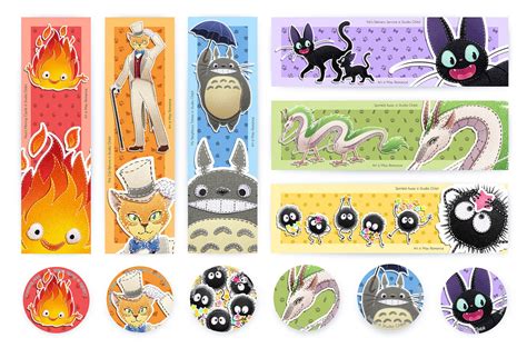 Badge And Button Designs For Several Iconic Studio Ghibli Characters