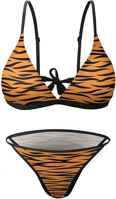 Tiger Stripes Seamless Pattern Sexy Swimwear Bathing Suit Beach Bikini