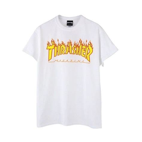 Thrasher Flame Logo T Shirt White Thrasher White Cotton T Shirts