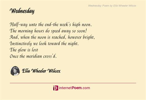 Wednesday Poem By Ella Wheeler Wilcox