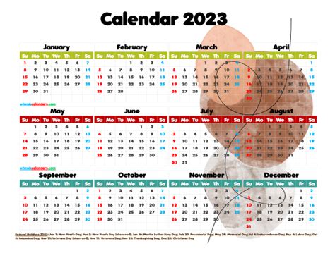 Free 2023 Printable Yearly Calendar Premium Template 2663