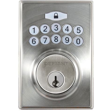 Defiant Square Satin Nickel Electronic Keypad Deadbolt The Home Depot