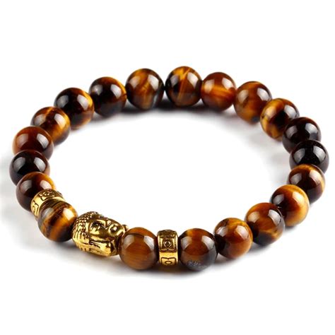 Buy Buddha Buddhist Bracelets For Men Tiger Eye Beaded
