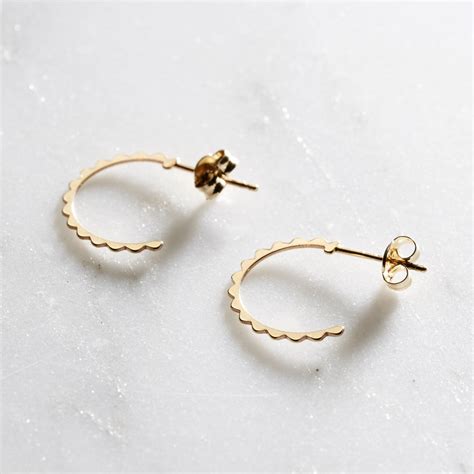Ct Gold Scalloped Hoop Earrings By Posh Totty Designs